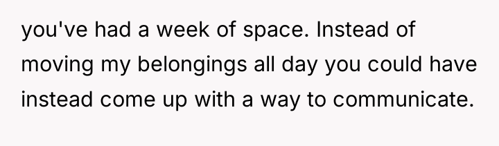 you've had a week of space. Instead of moving my...