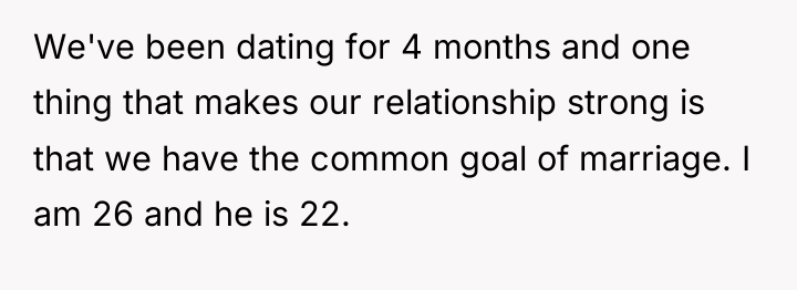 We've been dating for 4 months and one thing that...