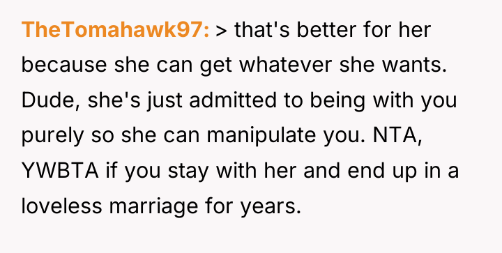 TheTomahawk97 > that's better for her because she can get...
