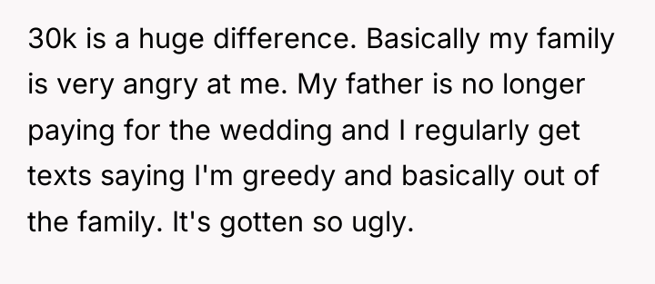30k is a huge difference. Basically my family is very...