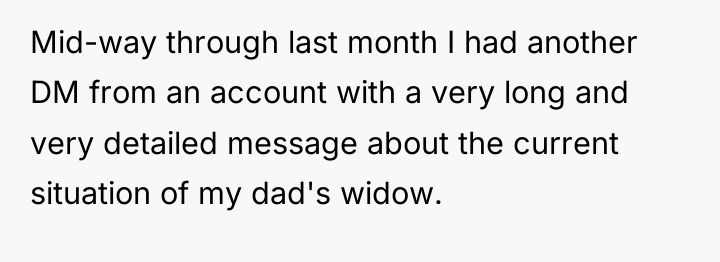 Mid-way through last month I had another DM from an...