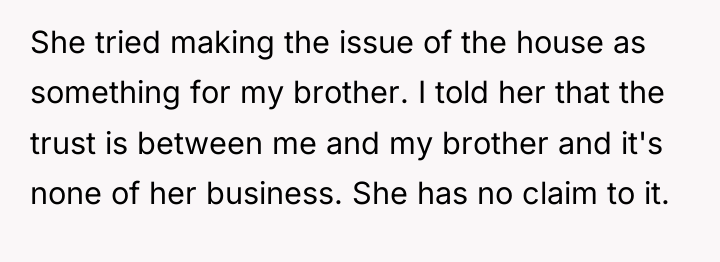 She tried making the issue of the house as something...