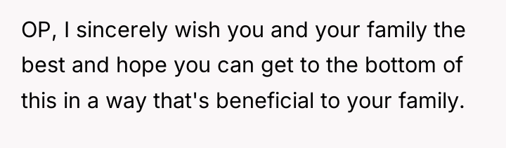 OP, I sincerely wish you and your family the best...