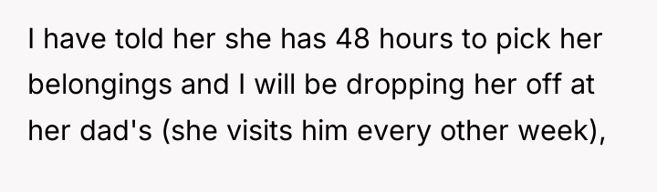 I have told her she has 48 hours to pick...