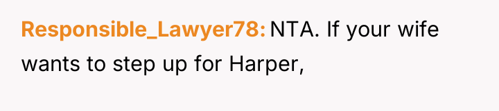 Responsible_Lawyer78 NTA. If your wife wants to step up for...
