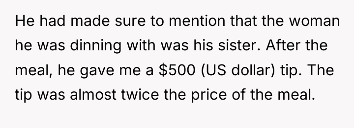 He had made sure to mention that the woman he...