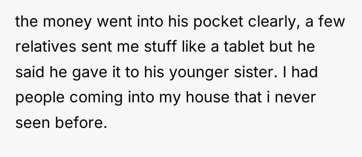 the money went into his pocket clearly, a few relatives...