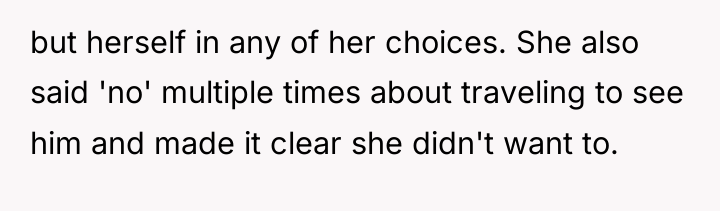 but herself in any of her choices. She also said...