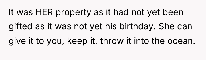 It was HER property as it had not yet been...