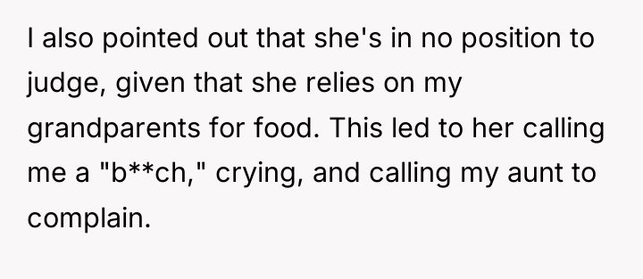 I also pointed out that she's in no position to...
