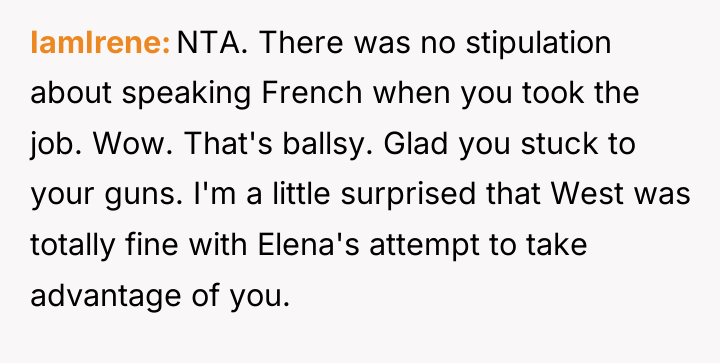 IamIrene NTA. There was no stipulation about speaking French when...