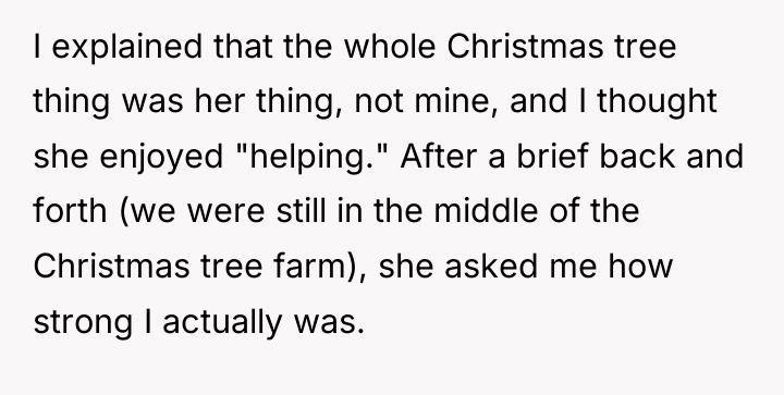 I explained that the whole Christmas tree thing was her...