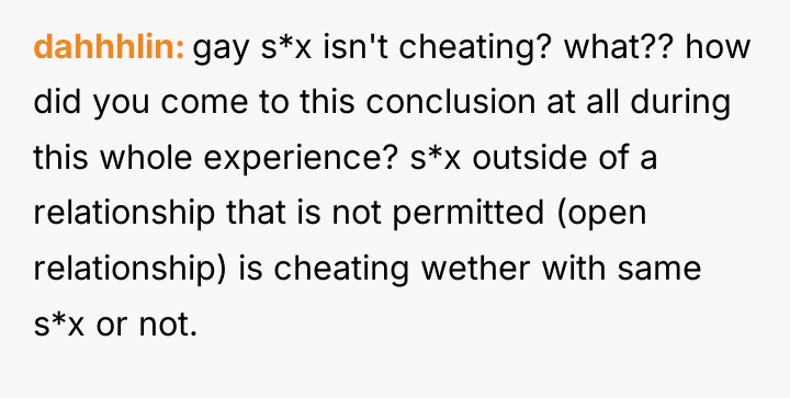 dahhhlin gay s*x isn't cheating? what?? how did you come...