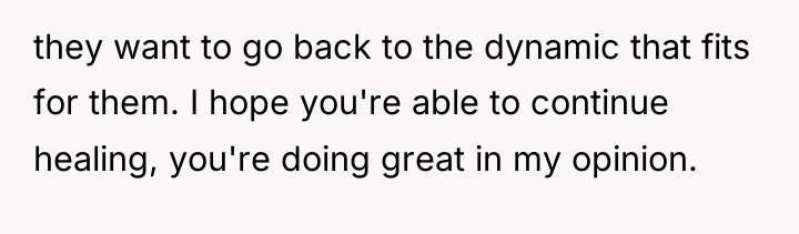 they want to go back to the dynamic that fits...