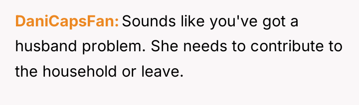 DaniCapsFan Sounds like you've got a husband problem. She needs...