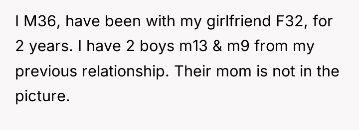 I M36, have been with my girlfriend F32, for 2...