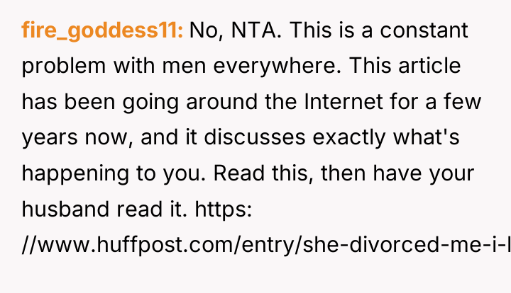 fire_goddess11 No, NTA. This is a constant problem with men...