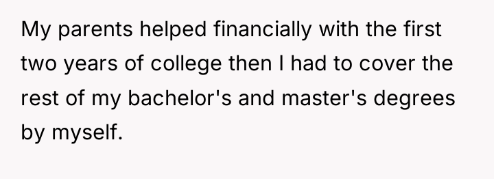 My parents helped financially with the first two years of...