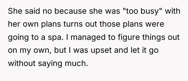 She said no because she was "too busy" with her...