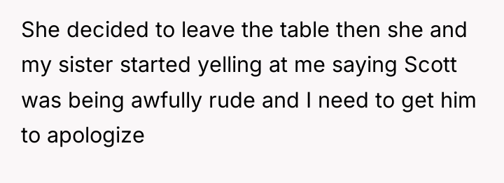 She decided to leave the table then she and my...