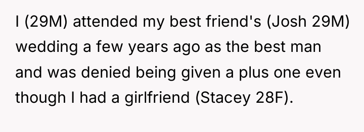 I (29M) attended my best friend's (Josh 29M) wedding a...