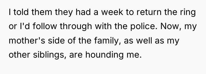 I told them they had a week to return the...