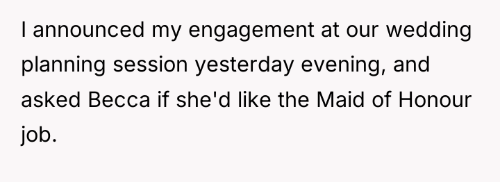 I announced my engagement at our wedding planning session yesterday...