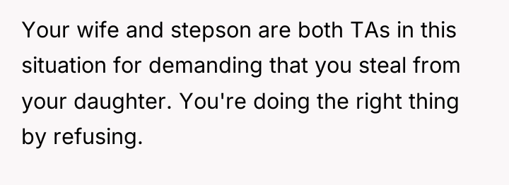 Your wife and stepson are both TAs in this situation...