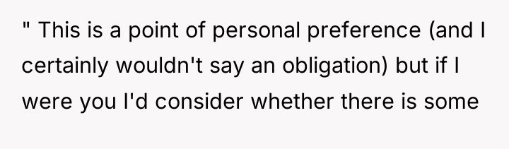 " This is a point of personal preference (and I...