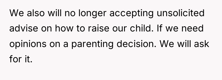 We also will no longer accepting unsolicited advise on how...