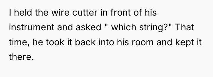 I held the wire cutter in front of his instrument...