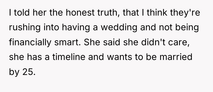 I told her the honest truth, that I think they're...