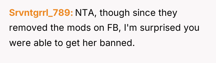Srvntgrrl_789 NTA, though since they removed the mods on FB,...