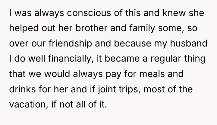 I was always conscious of this and knew she helped...
