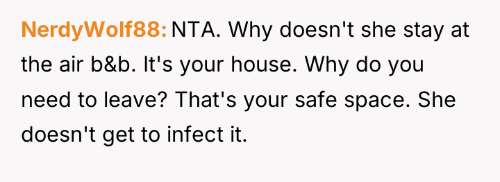 NerdyWolf88 NTA. Why doesn't she stay at the air b&b....