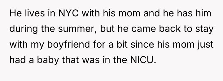 He lives in NYC with his mom and he has...