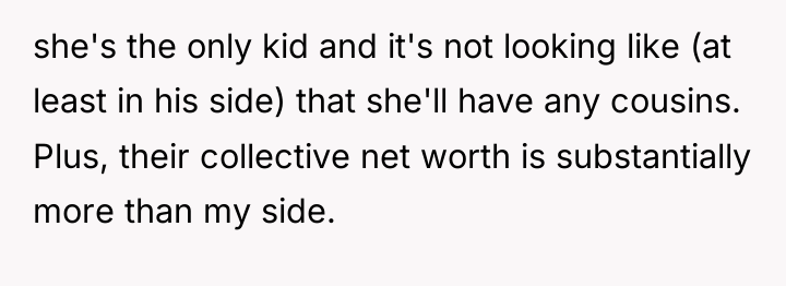she's the only kid and it's not looking like (at...