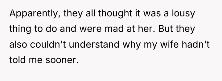 Apparently, they all thought it was a lousy thing to...