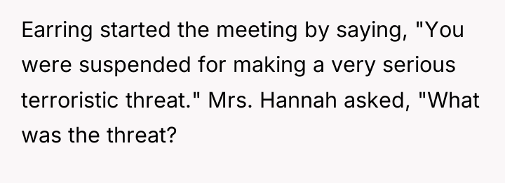 Earring started the meeting by saying, "You were suspended for...