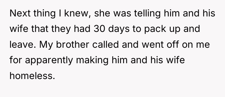 Next thing I knew, she was telling him and his...