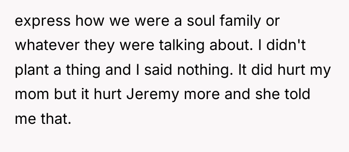 express how we were a soul family or whatever they...