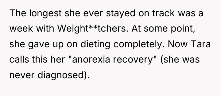 The longest she ever stayed on track was a week...