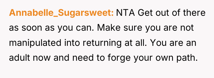 Annabelle_Sugarsweet NTA Get out of there as soon as you...
