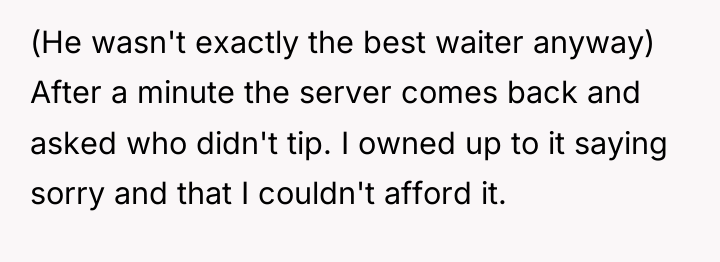 (He wasn't exactly the best waiter anyway) After a minute...