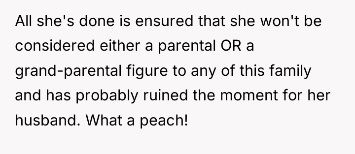 All she's done is ensured that she won't be considered...