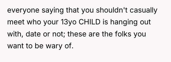 everyone saying that you shouldn't casually meet who your 13yo...