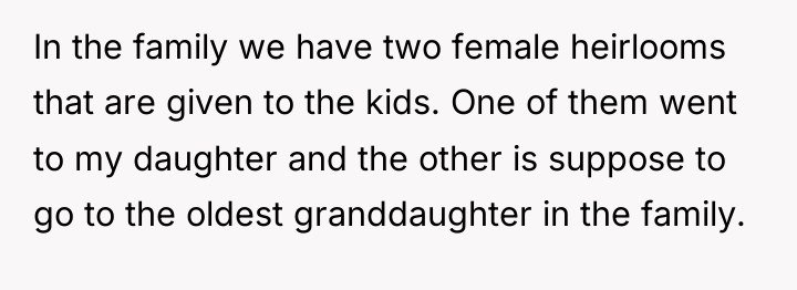 In the family we have two female heirlooms that are...