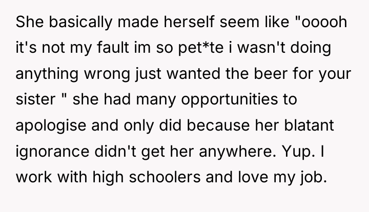 She basically made herself seem like "ooooh it's not my...