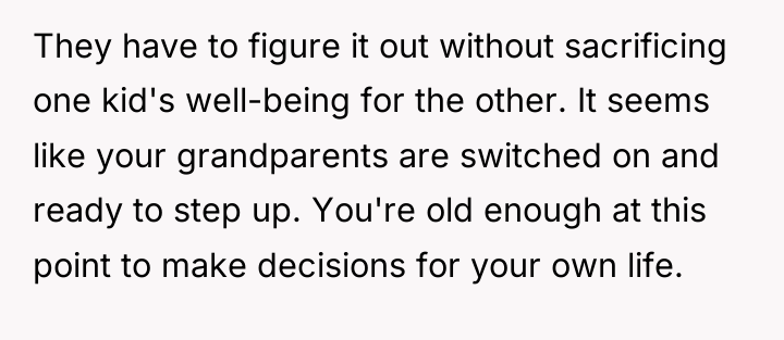 They have to figure it out without sacrificing one kid's...