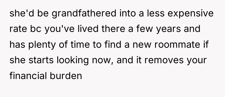 she'd be grandfathered into a less expensive rate bc you've...